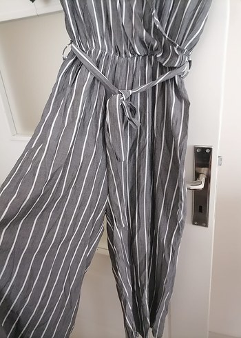 Gri Çizgili Kadın Uzun Tulum - Görsel 3