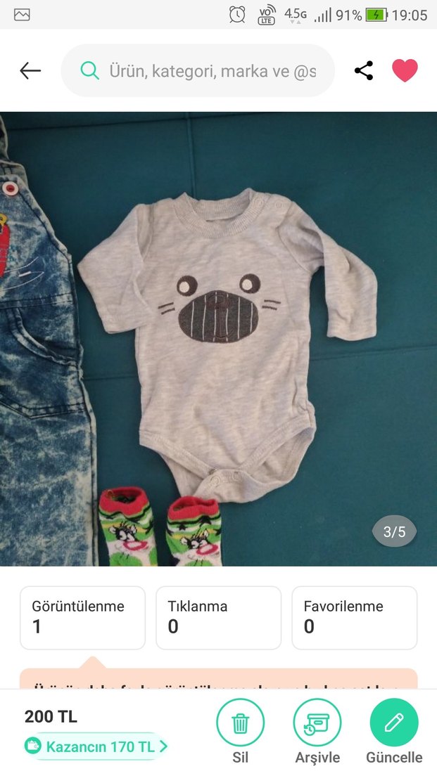 Renkli Çizgili Kısa Kollu Bebek Body - Görsel 4