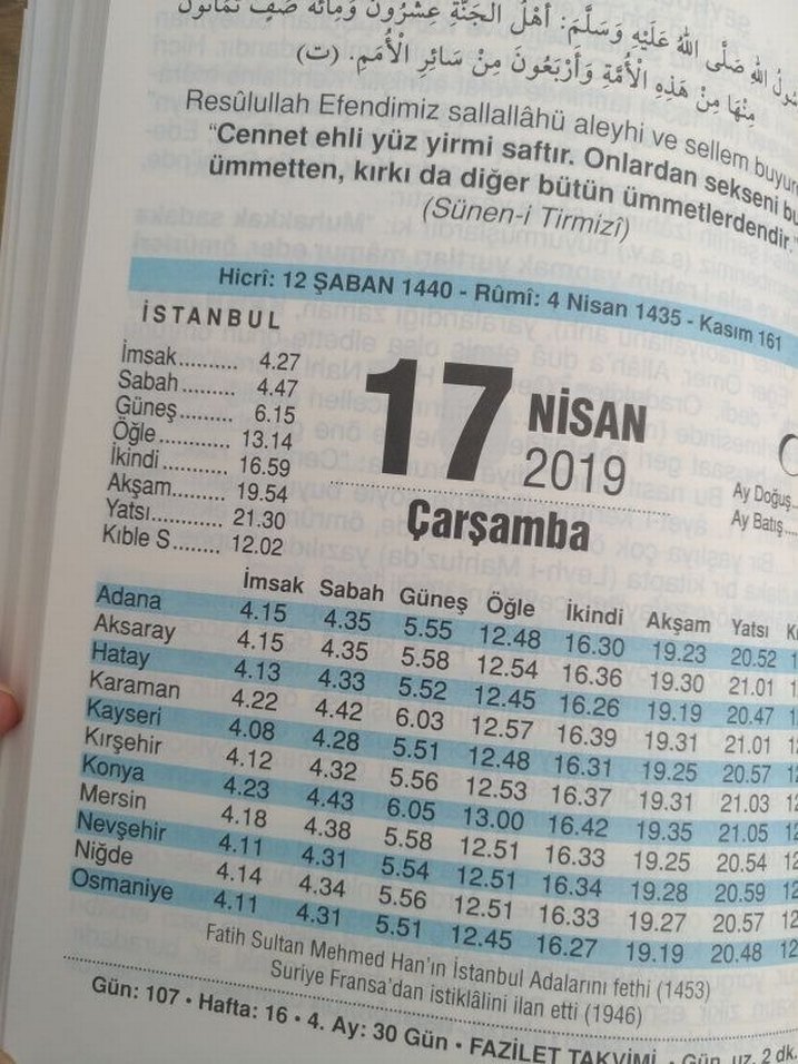 2019 Fazilet Takvimi - Görsel 3