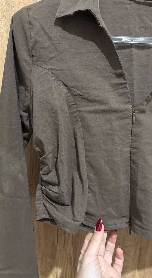 Koyu Kahverengi Crop Bluz — görsel 2/5