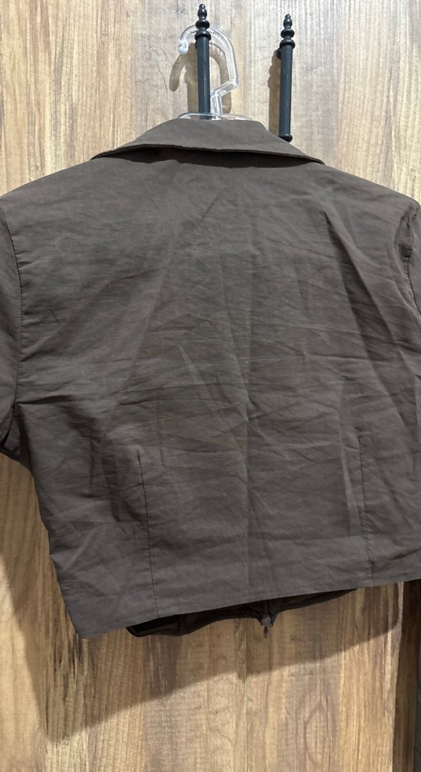 Koyu Kahverengi Crop Bluz — görsel 4/5
