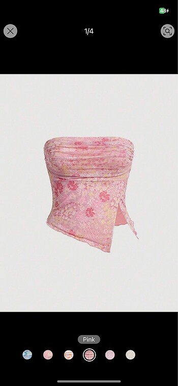 Shein Çiçekli Straplez Bluz