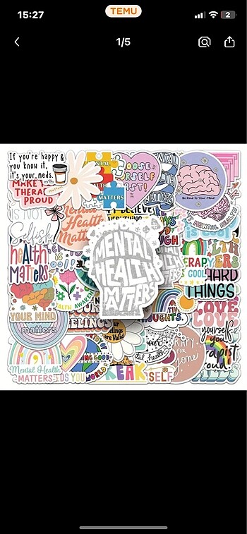 50 tane psikoloji terapi çıkartma sticker