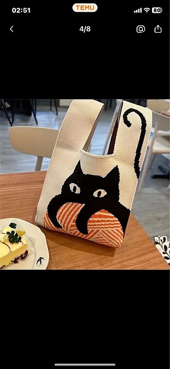 Mini kedili el çantası örme