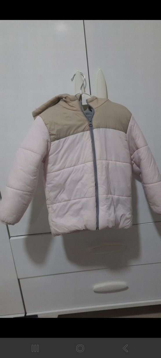 Kız Çocuk Bej Pastel Kapüşonlu Mont - Görsel 4