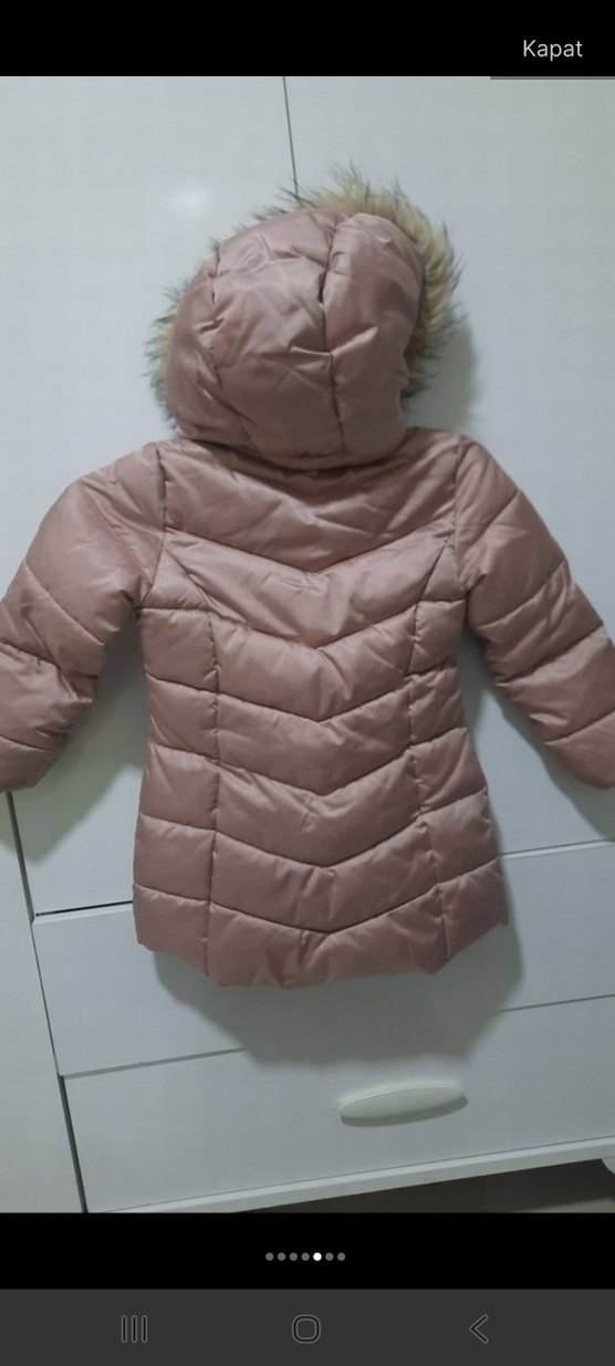 Kız Çocuk Pembe Kürklü Kapüşonlu Mont - Görsel 3