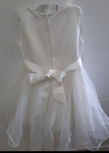 Klasik Mini Beyaz Kız Çocuk Abiye Elbise - Görsel 7