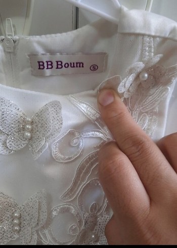 Klasik Mini Beyaz Kız Çocuk Abiye Elbise - Görsel 6