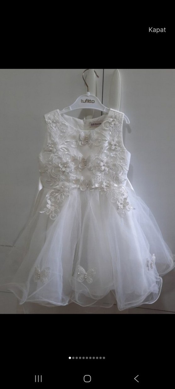 Klasik Mini Beyaz Kız Çocuk Abiye Elbise - Görsel 2