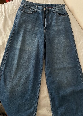 38 Beden mavi Renk Mavi Midi Kadın Denim Bol Kesim Jean