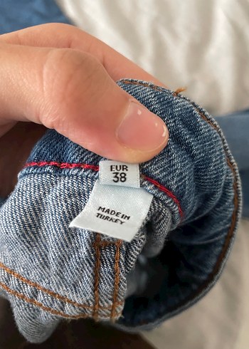 Diğer Mavi Midi Kadın Denim Bol Kesim Jean