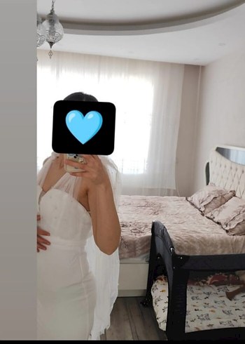 Abiye beyaz balık model nikah elbisesi