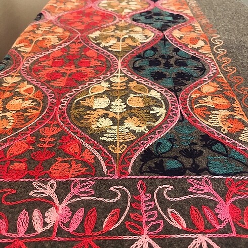 diğer Beden Cashmere Gri Desenli Yün Şal