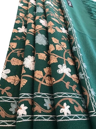 diğer Beden yeşil Renk Cashmere Yeşil Lüks Yün Şal