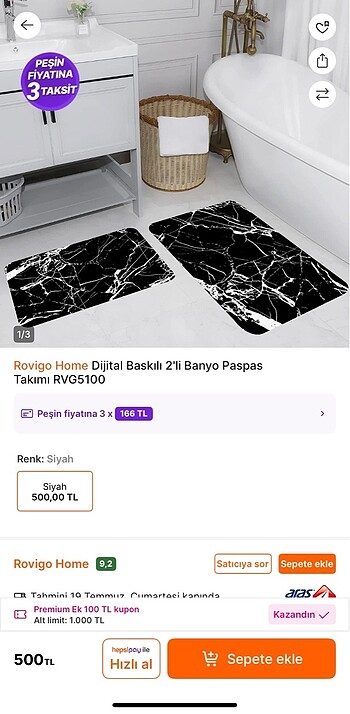 Beden siyah Renk Banyo Paspas Tkımı