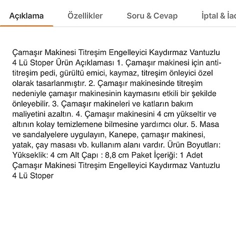Beden Renk Beyaz eşya aktığı ayağı 4 adet.