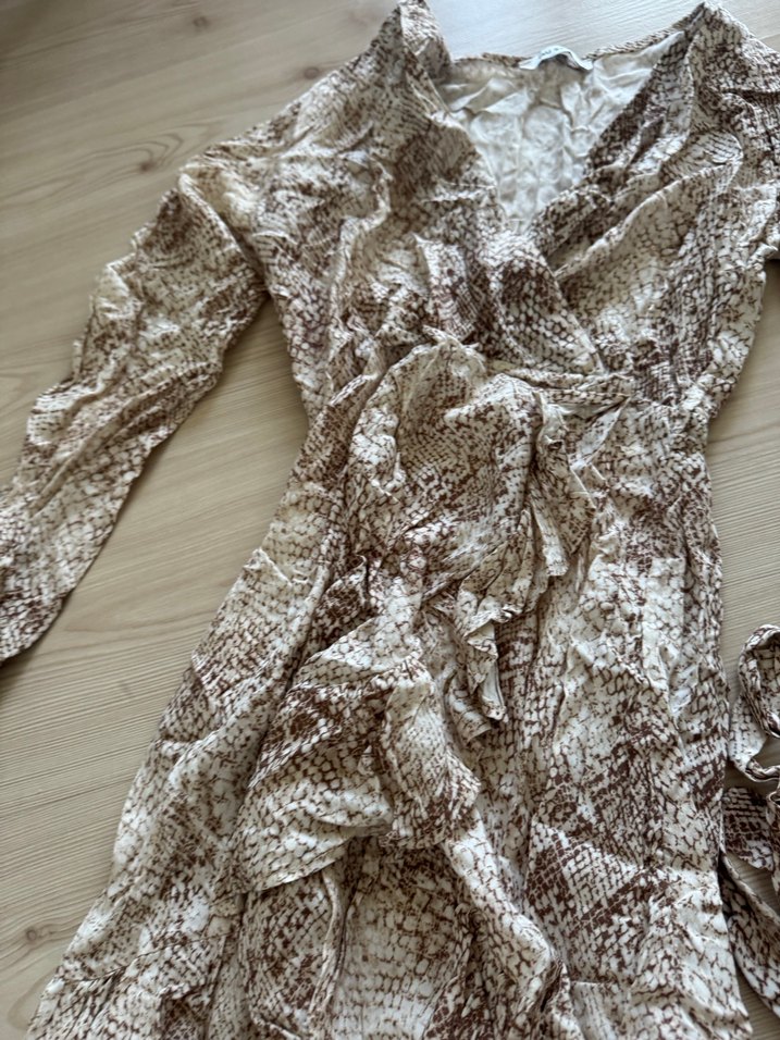 Yılan Desenli anvelop kemerli mini Elbise - Görsel 2