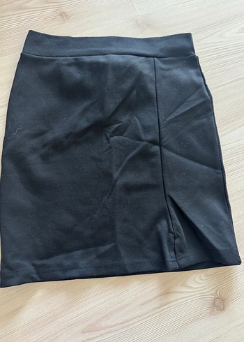 Siyah Mini Dar Kesim yırtmaçlı Etek - Görsel 2