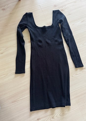 Siyah kare Yaka Elbise - Görsel 4