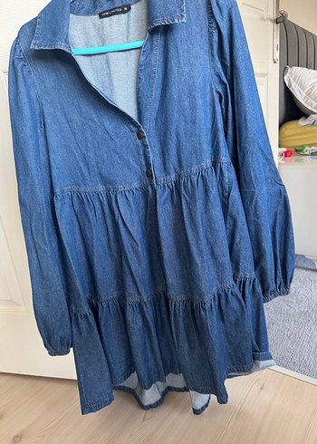 Düğmeli Uzun Kollu Hamile Kot Tunik - Görsel 7