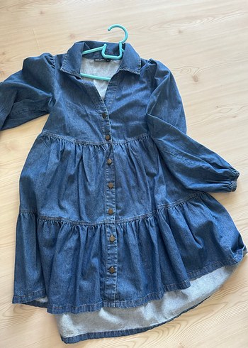 Düğmeli Uzun Kollu Hamile Kot Tunik - Görsel 3