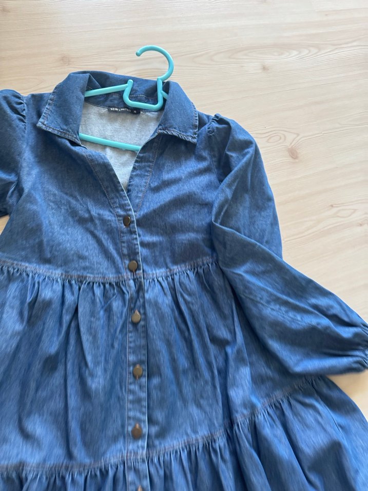 Düğmeli Uzun Kollu Hamile Kot Tunik - Görsel 2