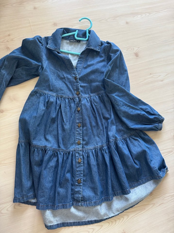 Düğmeli Uzun Kollu Hamile Kot Tunik - Görsel 4