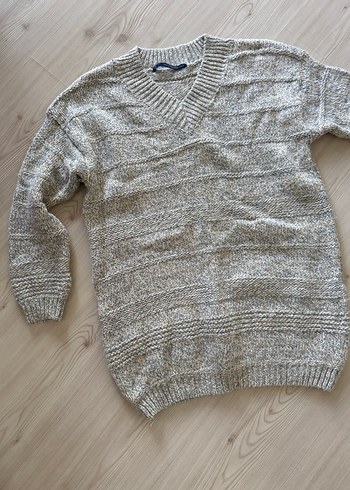 Gri Kadın Örgü Triko Kazak elbise - Görsel 2