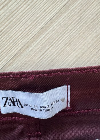 Bordo Deri görünümlü mumlu Mini Etek - Görsel 2