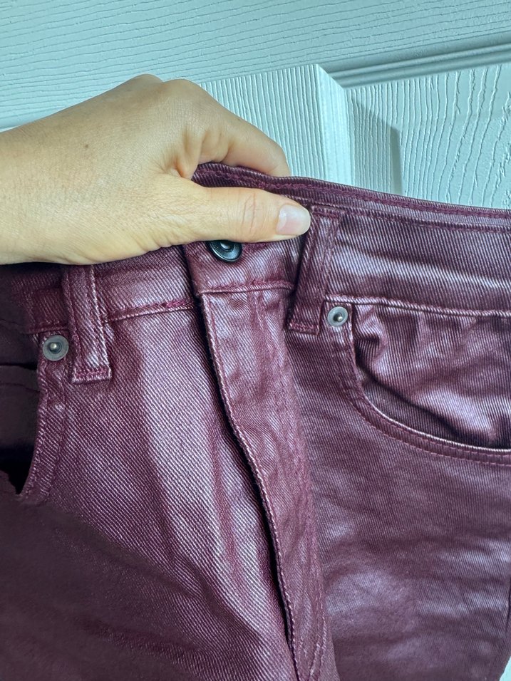 Bordo Deri görünümlü mumlu Mini Etek - Görsel 5