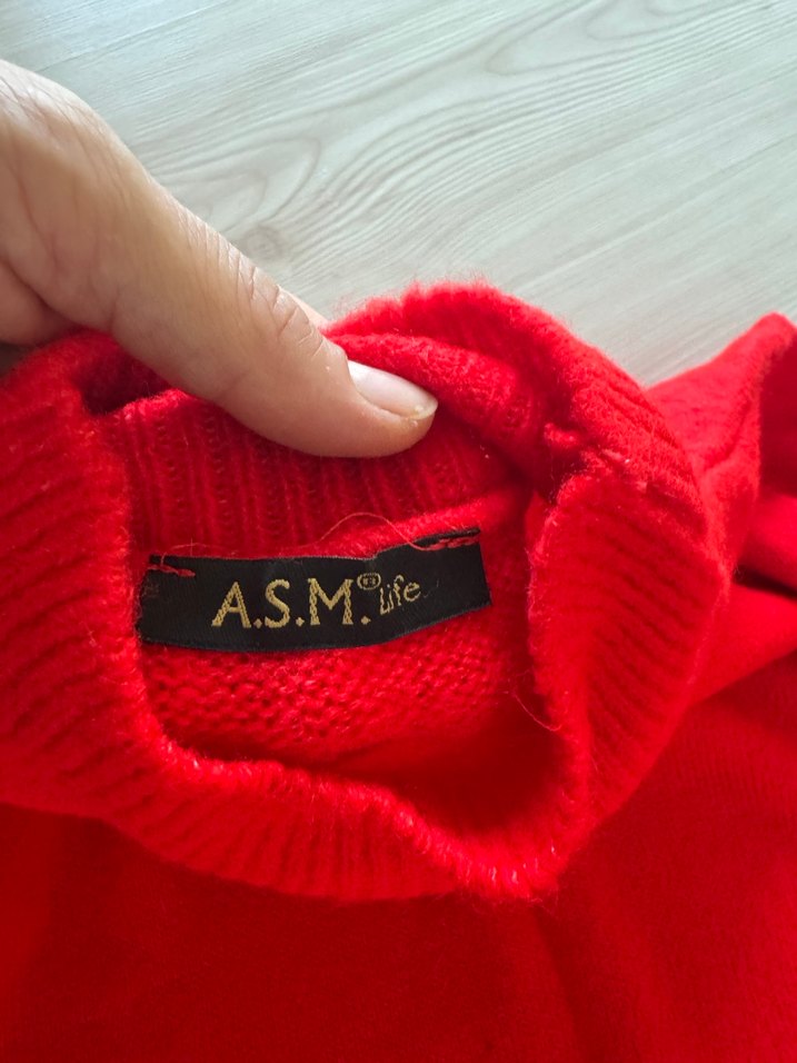 Kırmızı Kadın Boğazlı Triko elbise - Görsel 3