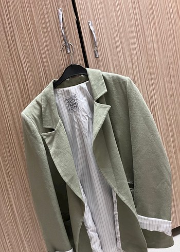 Zara Kadin Haki Midi Keten Ceket