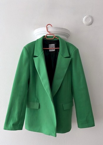 Yeşil Notch Yaka Kadın Blazer