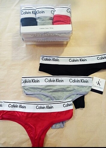 3'lü Calvin Klein String Tanga S beden