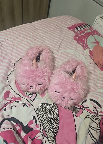 Kızlar için Pembe Peluş Ev Terliği - Görsel 6