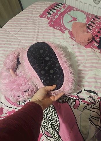 Kızlar için Pembe Peluş Ev Terliği - Görsel 5