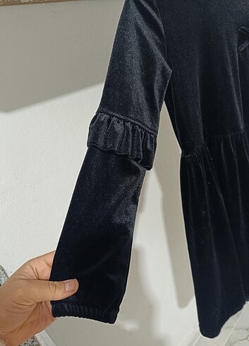 10 Yaş Beden siyah Renk Çocuk kadife elbise
