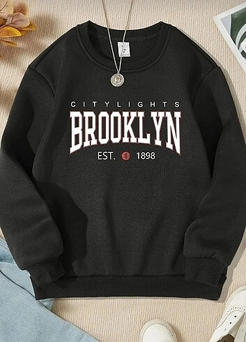 Brooklyn baskılı sweatshirt sardonlu 5-6 yaş 