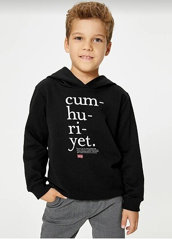 Cumhuriyet baskılı kapşonlu sweatshirt 4-5 yaş 