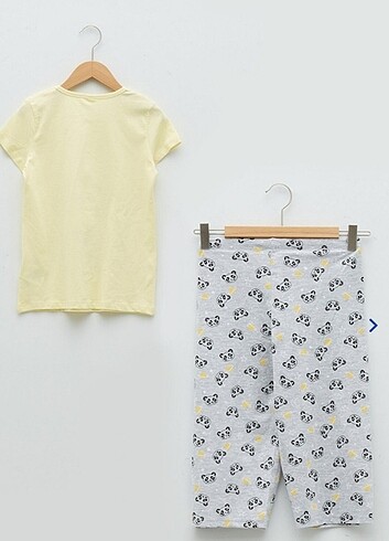 LC Waikiki Bisiklet yaka baskılı kız çocuk pijama