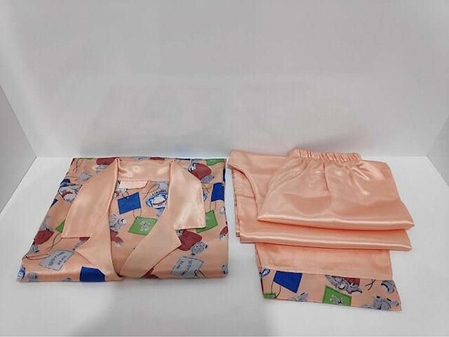 l Beden çeşitli Renk İpek Saten Pijama Takımı
