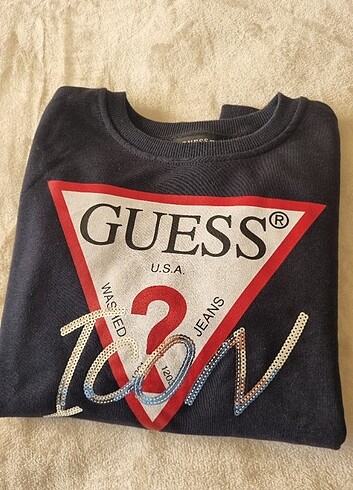 xs Beden lacivert Renk Guess orjinal sweatshirt