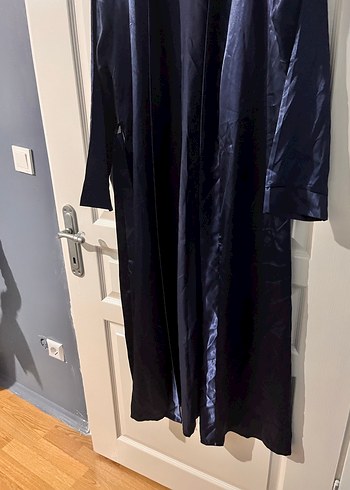 Kadın Lacivert Uzun Kollu Uzun Boy Pardösü - Görsel 5