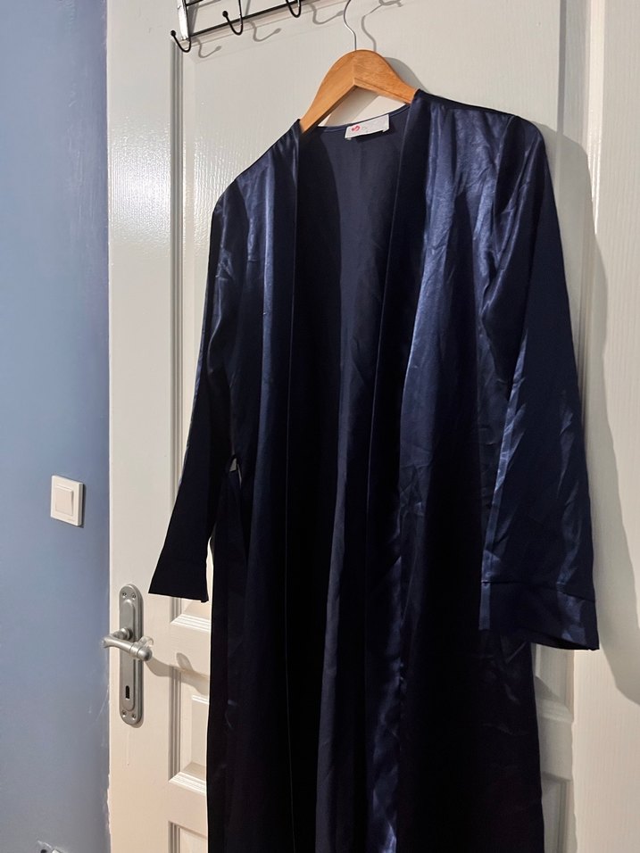 Kadın Lacivert Uzun Kollu Uzun Boy Pardösü - Görsel 4