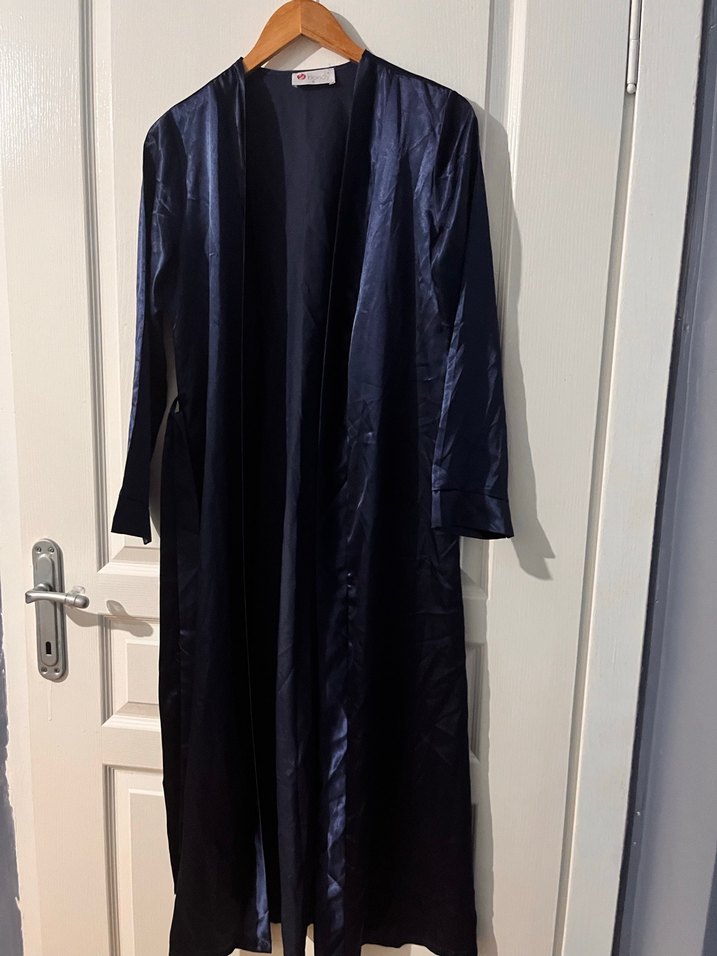 Kadın Lacivert Uzun Kollu Uzun Boy Pardösü - Görsel 2