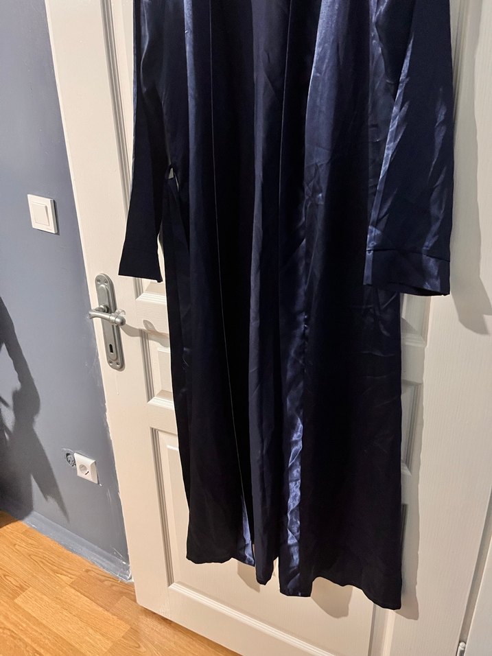 Kadın Lacivert Uzun Kollu Uzun Boy Pardösü - Görsel 5