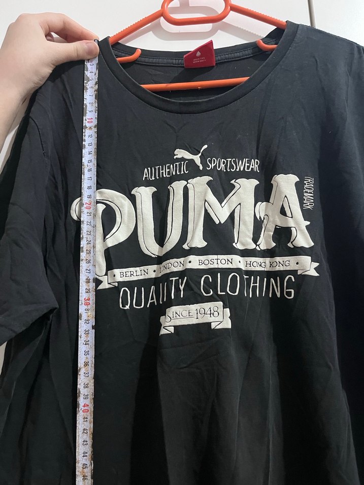Puma Siyah Baskılı Keten Erkek Tişört - Görsel 2