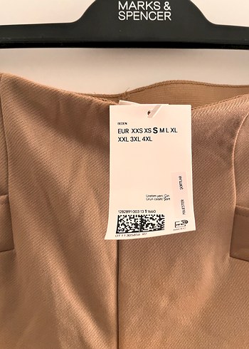 s Beden camel Renk Düğmeli Bej Deri Mini Şort
