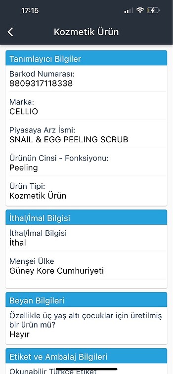  Beden SALYANGOZLU KORE PEELING