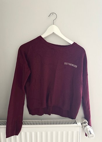 Bershka Bordo Triko Kadın Sweatshirt